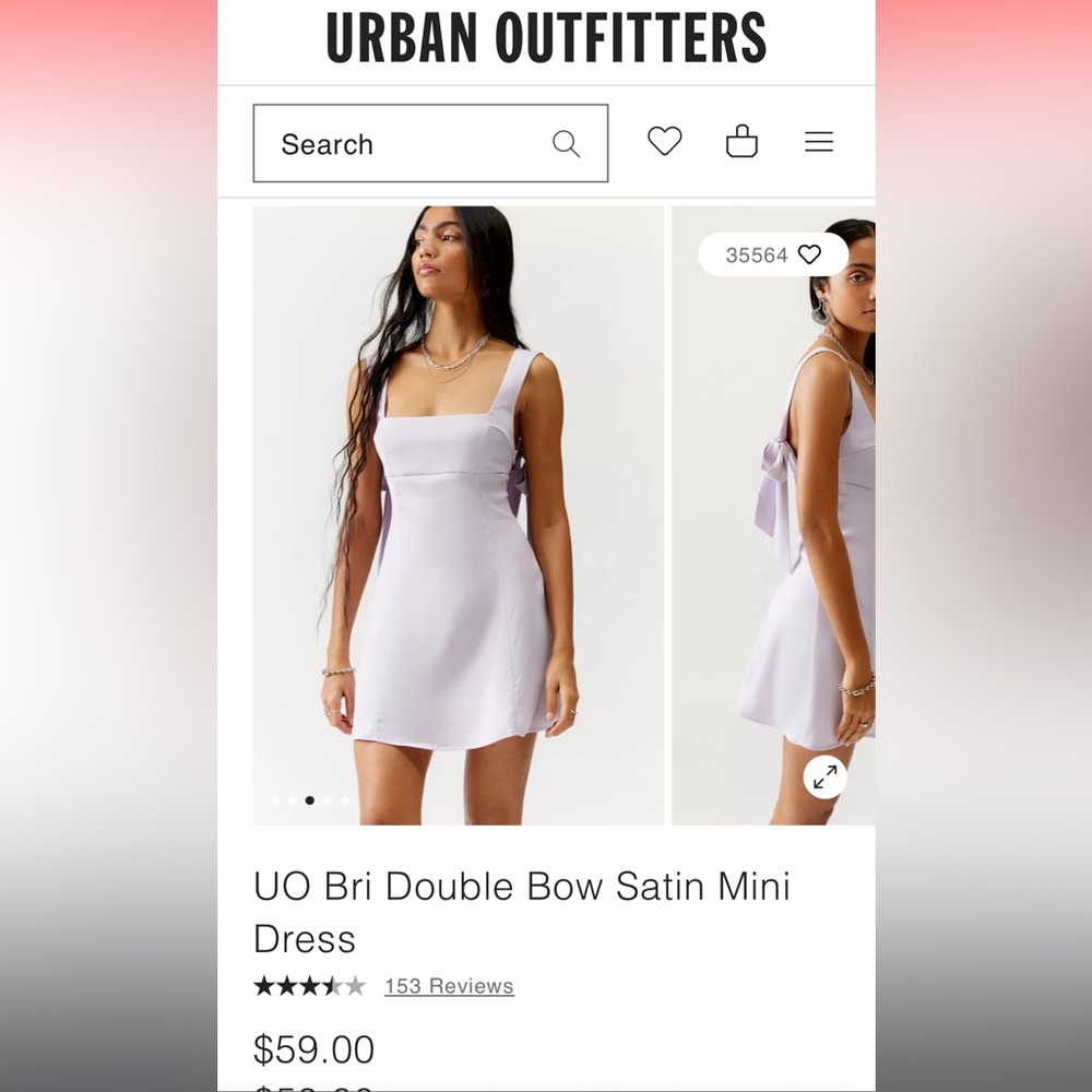 UO Bri double bow mini satin dress